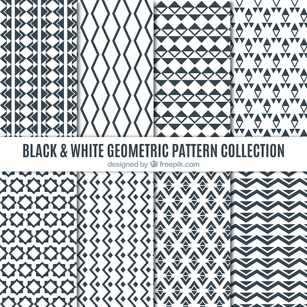 Sammlung von schwarzen und weißen geometrischen Mustern