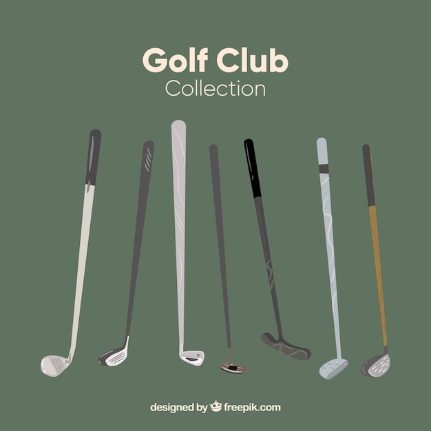 Sammlung von sieben Golfschlägern