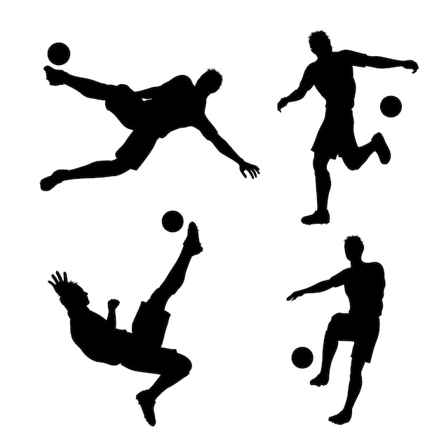 Kostenloser Vektor sammlung von silhouetten von fußball- oder fußballspielern