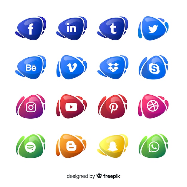 Sammlung von social media-logos mit farbverlauf