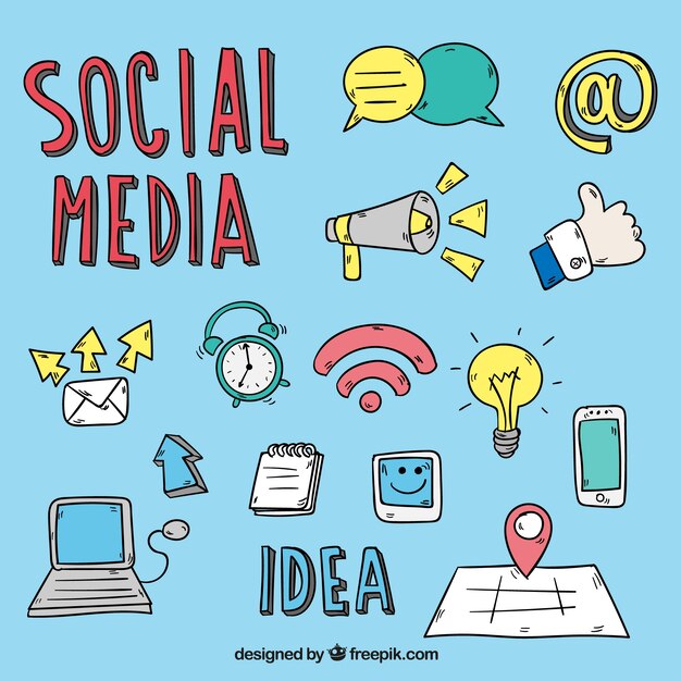 Sammlung von Social-Media-Zeichnungen