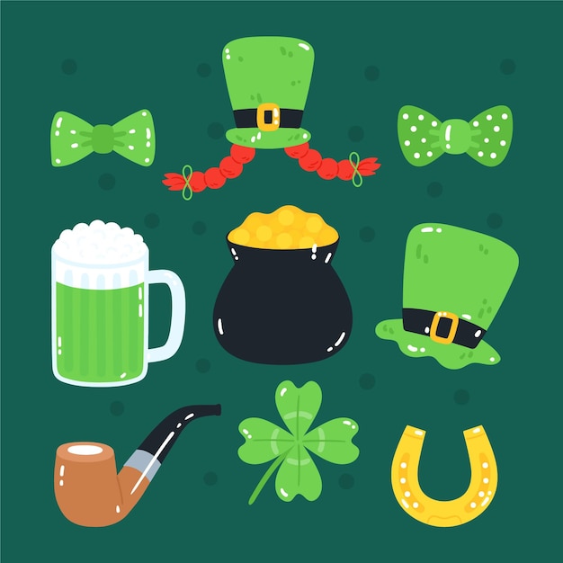 Sammlung von st. patrick's day hand gezeichnete elemente