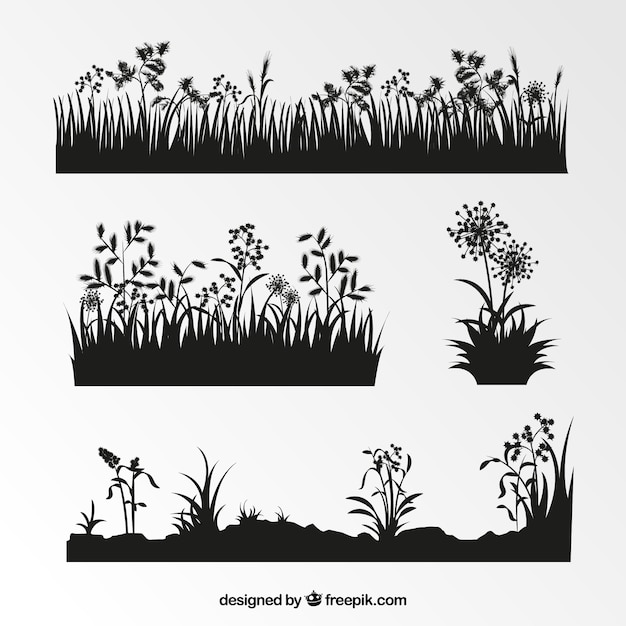 Kostenloser Vektor sammlung von vegetation silhouetten