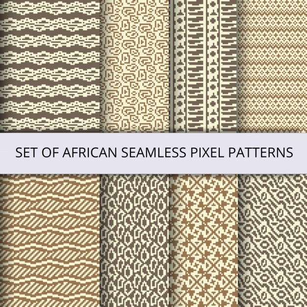 Sammlung von vektor-pixel-nahtlose muster mit afrikanischen ethnischen und stammes-ornament