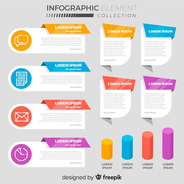 Kostenloser Vektor sammlung von verschiedenen flachen infographik elemente