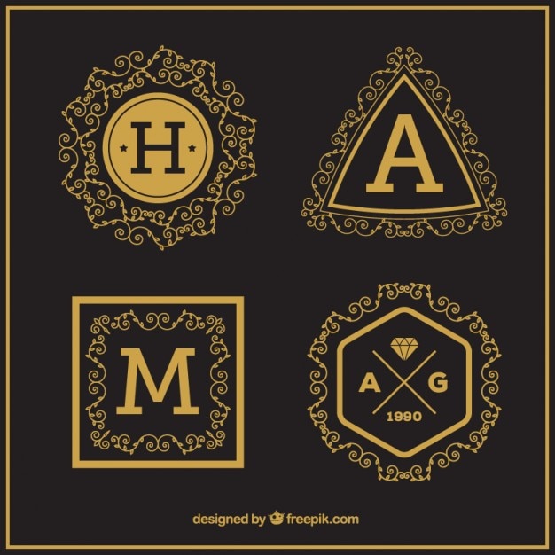 Kostenlose Vektor sammlung von vintage-großbuchstaben-logo