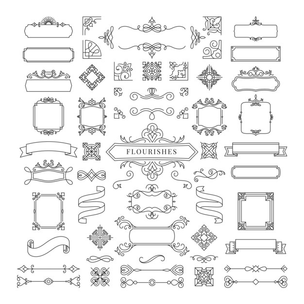 Sammlung von Vintage-Ornamentrahmen-Illustrationen
