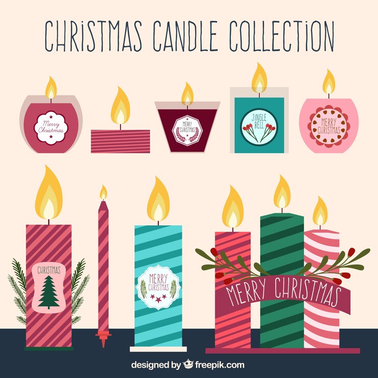 Kostenlose Vektor sammlung von weihnachtskerze