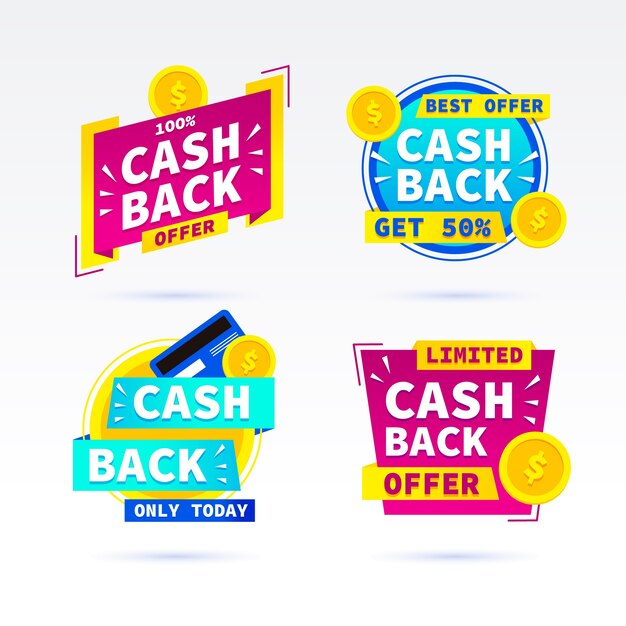 Sammlung von Werbe-Cashback-Labels