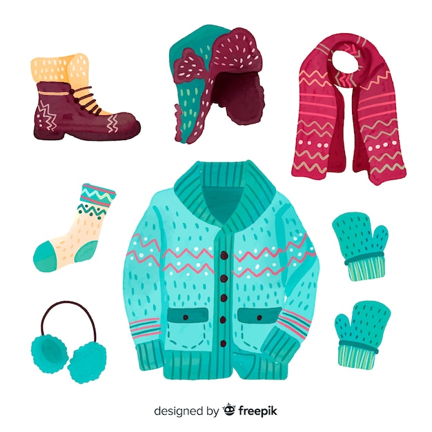 Sammlung von Winterkleidung