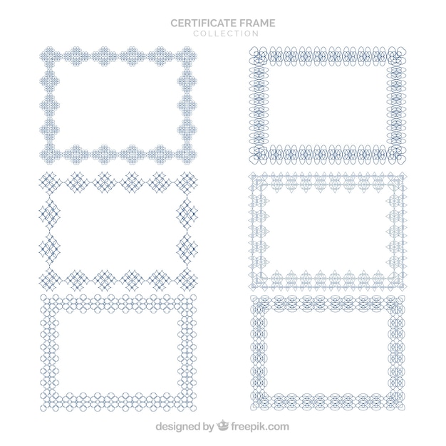 Kostenloser Vektor sammlung von zertifikatsrahmen