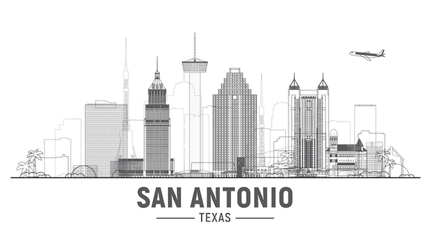 Kostenloser Vektor san antonio texas vereinigte staaten linie skyline vektor stroke trendige illustration