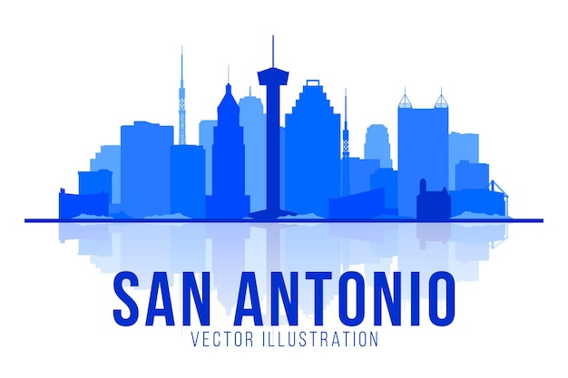 Kostenloser Vektor san antonio texas vereinigte staaten silhouette skyline vektor hintergrund flache trendige illustration