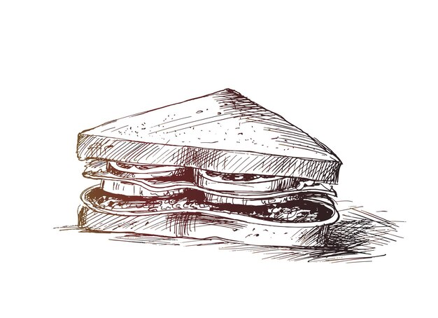 Sandwich-Umrisszeichnung Hand gezeichnete Skizze Vektor-Illustration