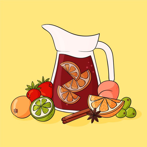 Sangria-Illustration im handgezeichneten Stil