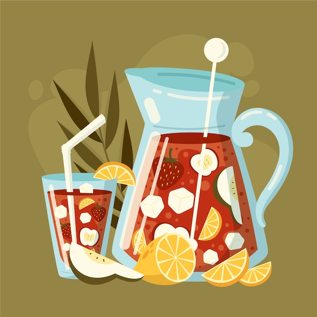 Sangria-Illustration im handgezeichneten Stil