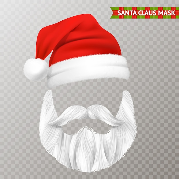 Kostenloser Vektor santa claus transparente weihnachtsmaske