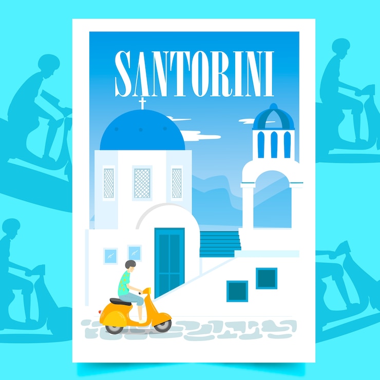 Kostenlose Vektor santorini plakat