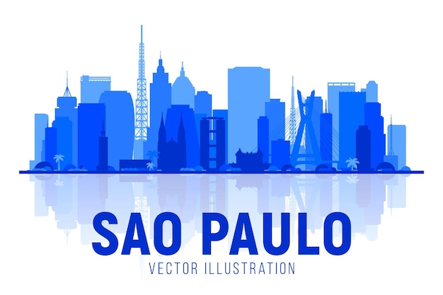 Kostenloser Vektor sao paulo brasilien stadtsilhouette skyline auf weißem hintergrund vektor-illustration geschäftsreise- und tourismuskonzept mit modernen gebäuden bild für banner oder website