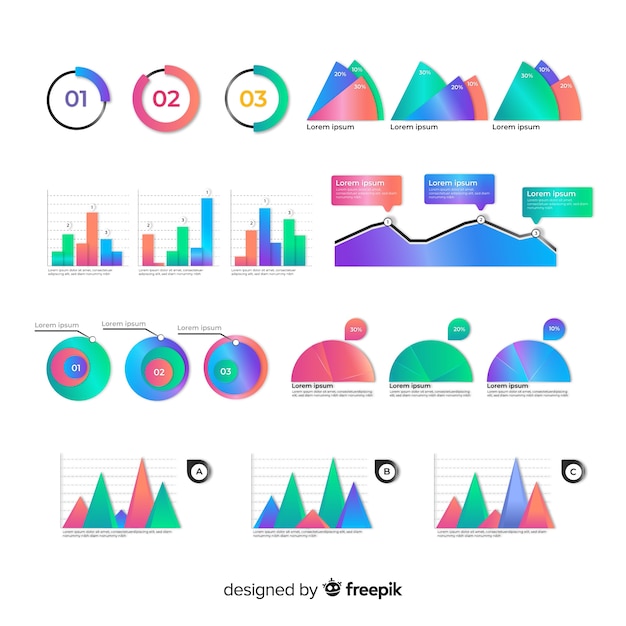 Kostenloser Vektor satz bunte infographic elemente