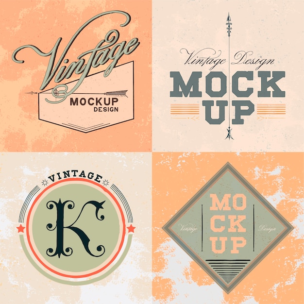 Kostenloser Vektor satz des vintagen modelllogo-designvektors