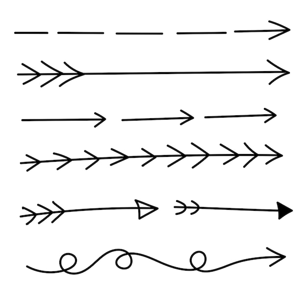 Kostenloser Vektor satz doodle-rechtspfeile