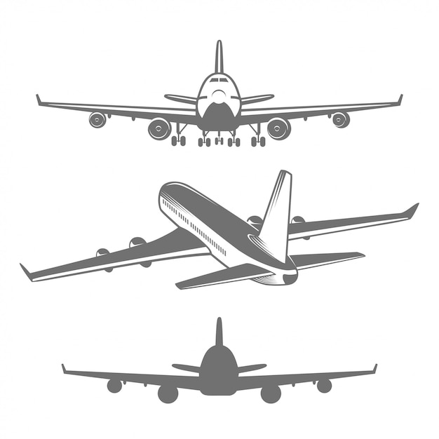 Satz entworfener Flugzeugabbildungen
