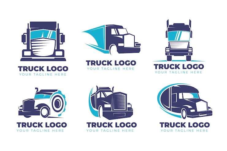 Kostenlose Vektor satz flache design-lkw-logos