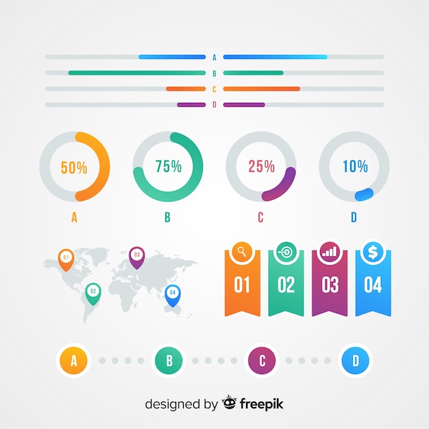 Kostenloser Vektor satz flache infographic elemente