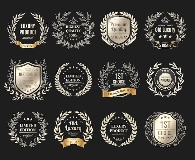 Satz goldener Embleme