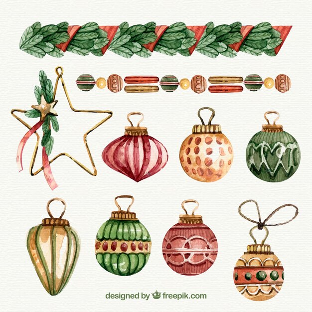 Satz Hand gezeichnete Weihnachtsbälle