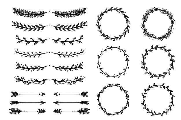 Satz handgezeichnete Zierelemente