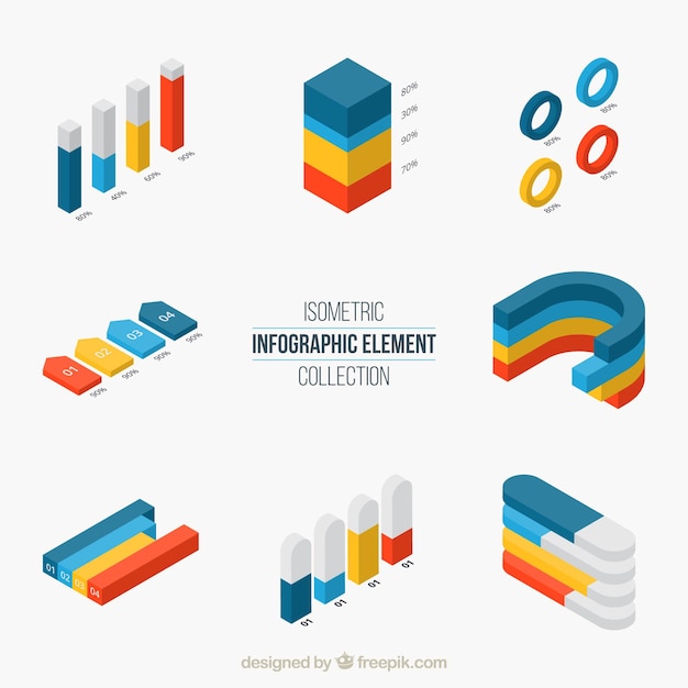 Kostenloser Vektor satz infographic elemente in den verschiedenen farben