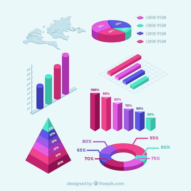 Satz infographic elemente in der isometrischen art