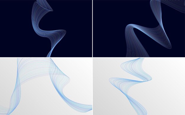 Satz mit 4 geometrischen Wellenmustern Hintergrund Abstrakte Wellenlinien-Vektorillustration