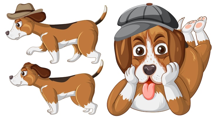 Kostenlose Vektor satz nette hundekarikatur