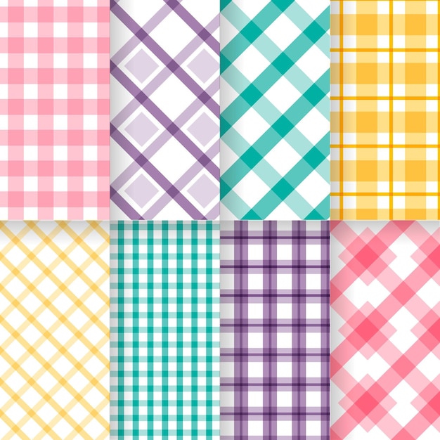 Satz Pastellgingham-Muster