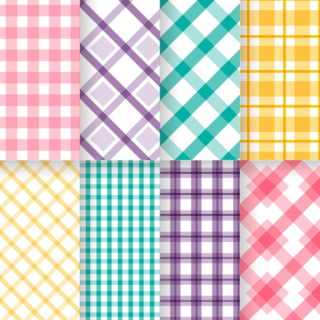 Satz Pastellgingham-Muster