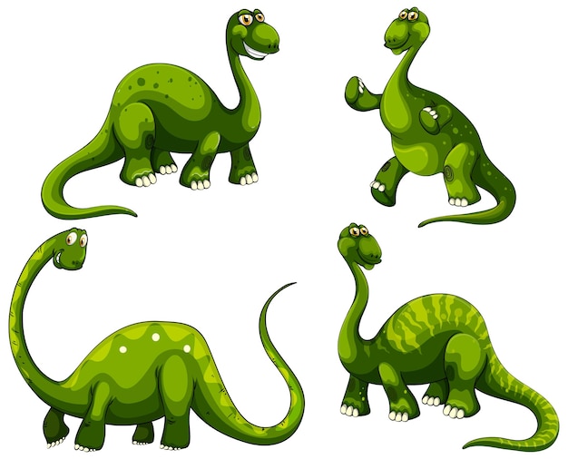 Satz Sauropod-Dinosaurier-Zeichentrickfigur