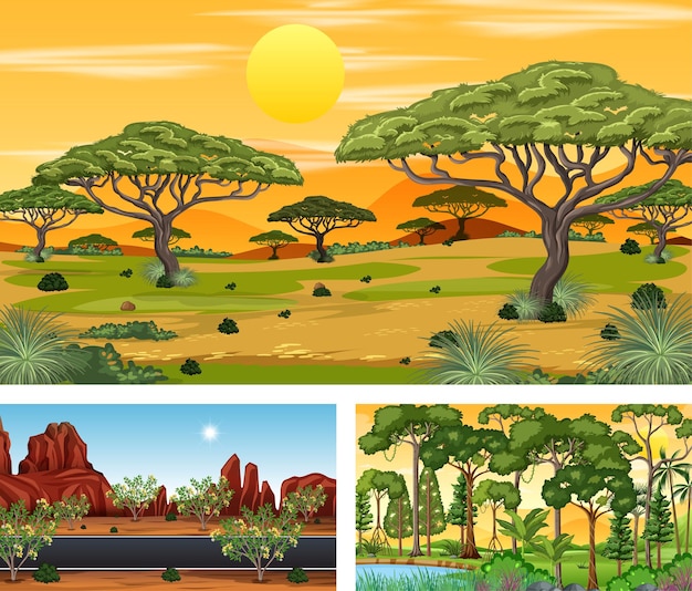 Satz verschiedene horizontale Naturszenen