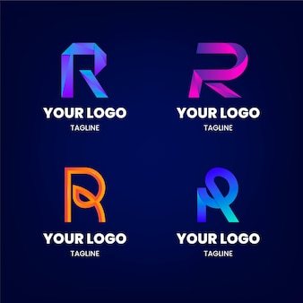 Satz von farbverlaufs-r-logo-vorlagen