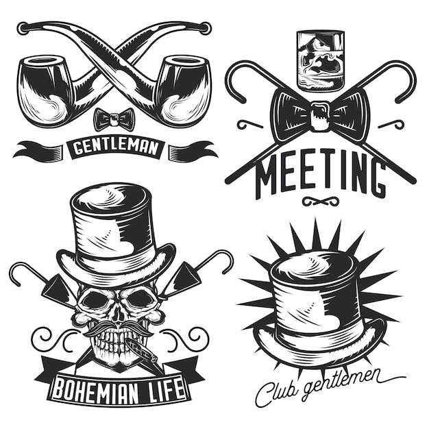 Satz von gentleman-emblemen, etiketten, abzeichen, logos.