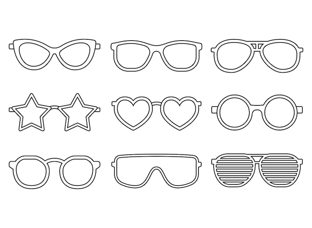 Kostenloser Vektor satz von gläsern in verschiedenen stilen