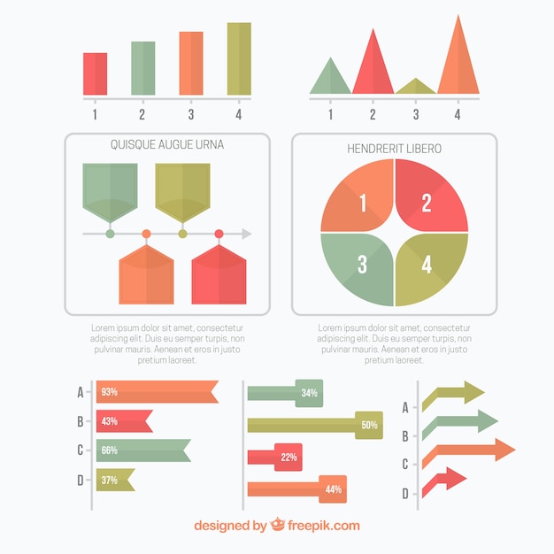 Kostenloser Vektor satz von infografischen elementen in flachem design