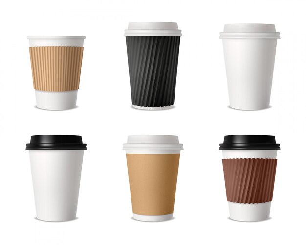 Satz von Kaffeetassen aus Papier