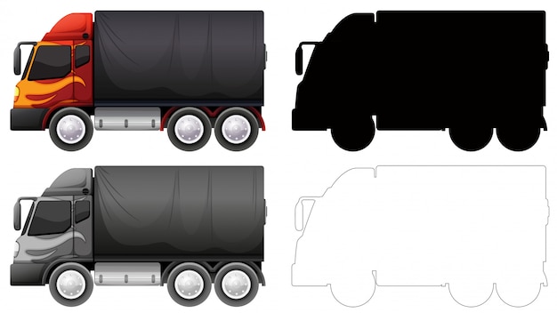 Kostenloser Vektor satz von lkw-fahrzeug