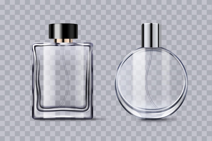 Kostenlose Vektor satz von mockups von duftglasflaschen