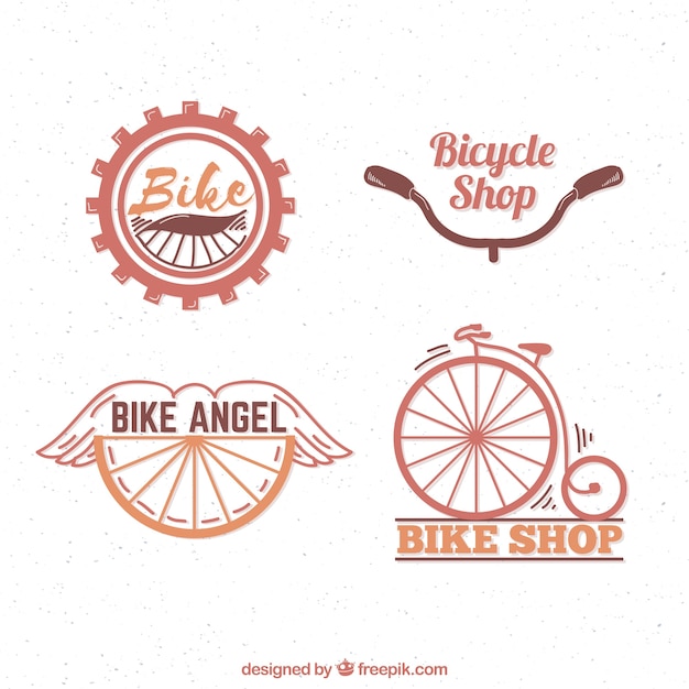 Kostenloser Vektor satz von retro-fahrrad-logos