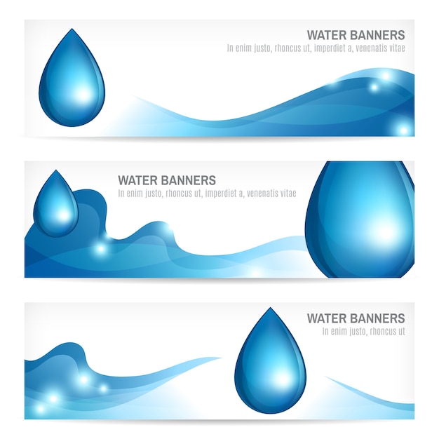 Satz von Wassertropfen wellig abstrakte Natur splash Banner Design Vektor-Illustration