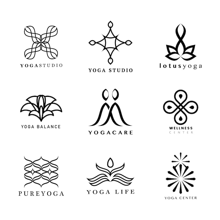 Kostenlose Vektor satz von yoga-logo